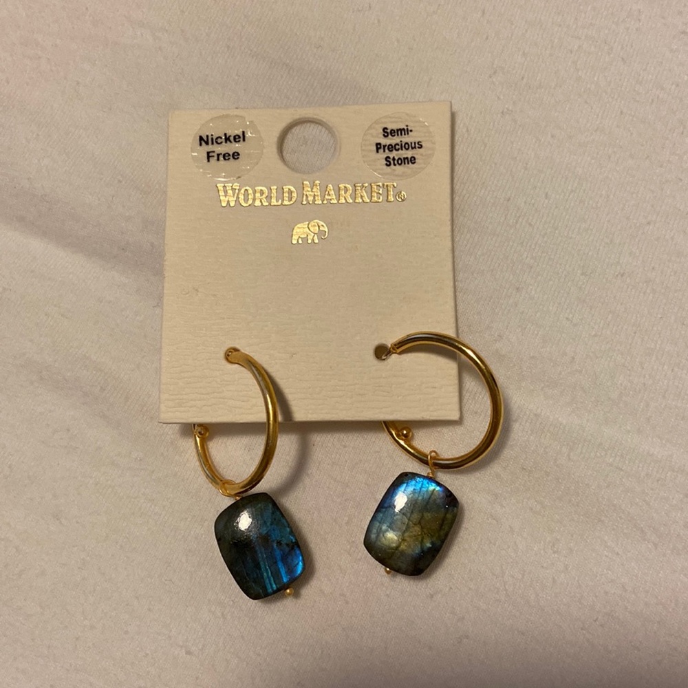 Stone hoop earrings